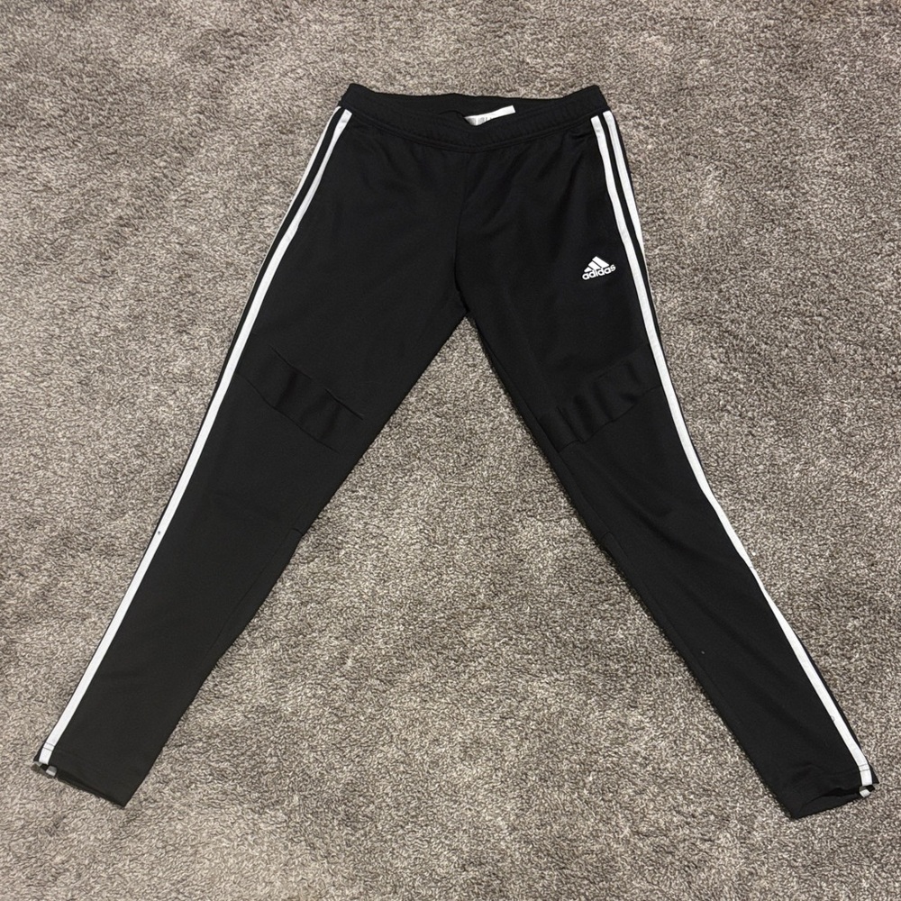 Adidas Kids Black Joggers with White Stripes